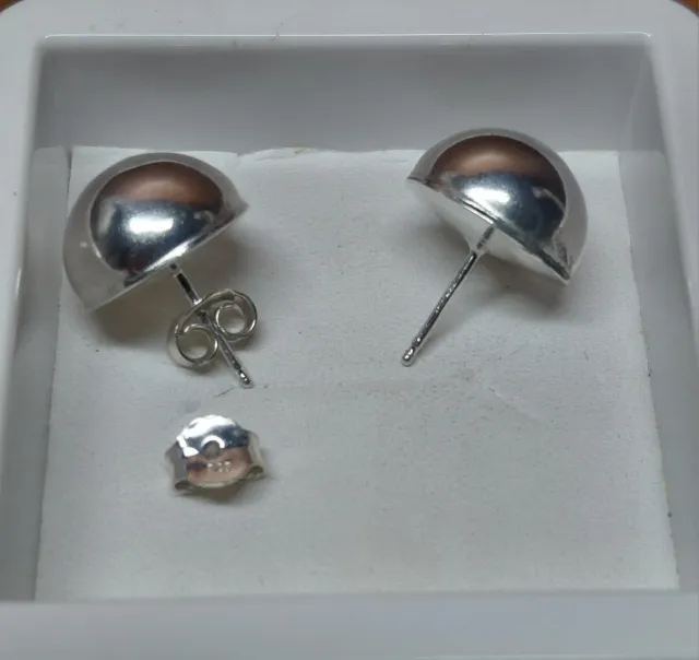 Pendientes Plata Ley Media Bola 12mm