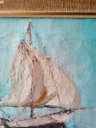 Óleo sobre lienzo barcos paletina firmado