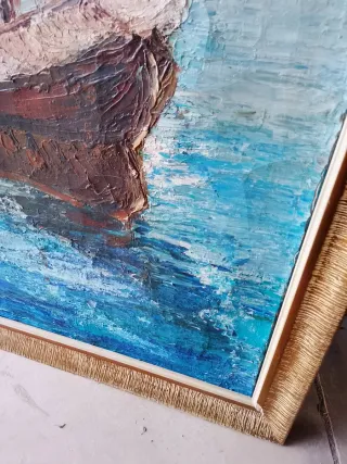 Óleo sobre lienzo barcos paletina firmado