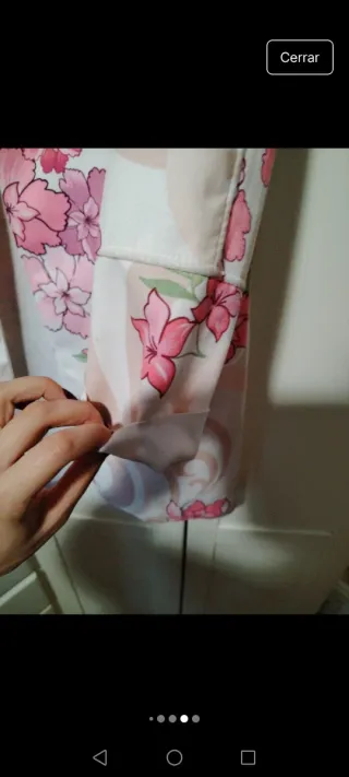 Chaqueta larga floral rosa