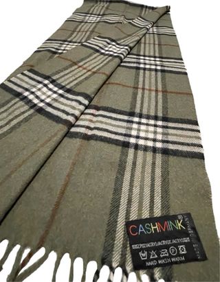 Bufanda Cashmink Cuadros Verde Multicolor