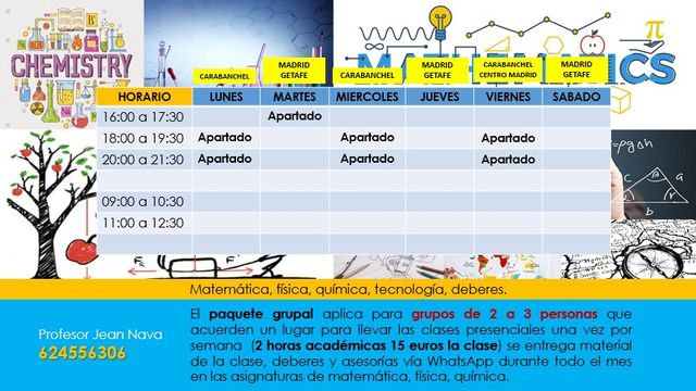 Clases de Matemáticas, Física y Química