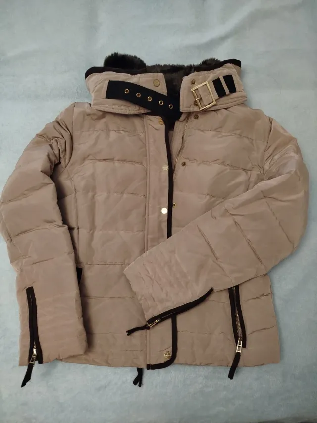 Chaqueta beige y marrón mujer