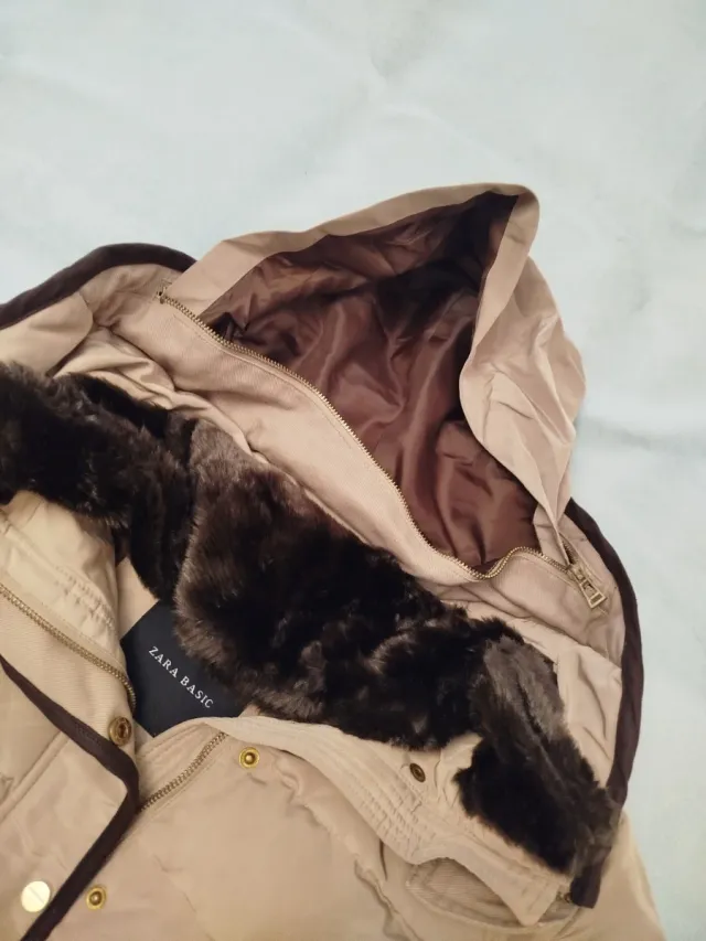 Chaqueta beige y marrón mujer