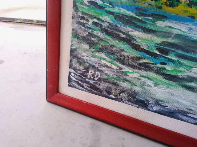 Pintura Acrílico Barco Velero Firmado R.D