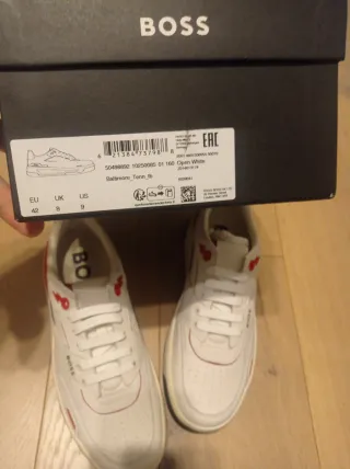 Sneakers Boss Baltimora tenn Bianche Rosse