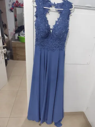 Vestido fiesta/boda azul. Puesto solo una vez.