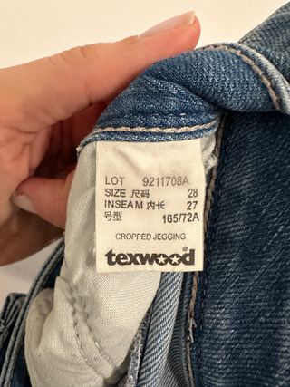 Texwood Jegging Cropped Slim tiro medio Talla 28