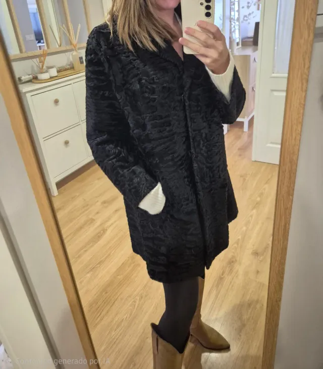 Abrigo Piel Astrakan Negro