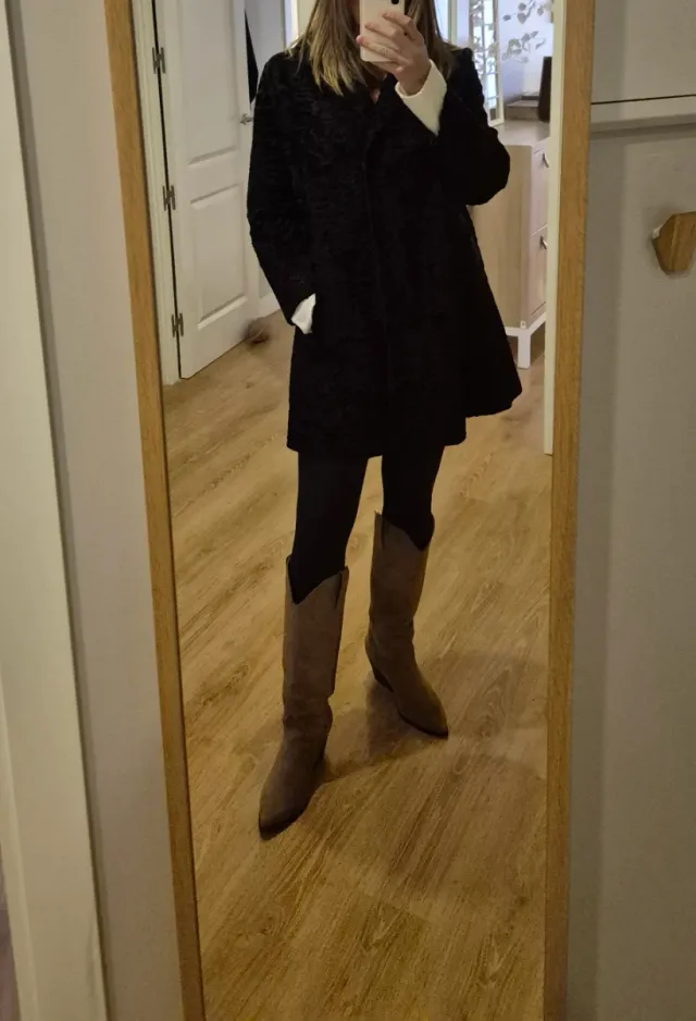 Abrigo Piel Astrakan Negro