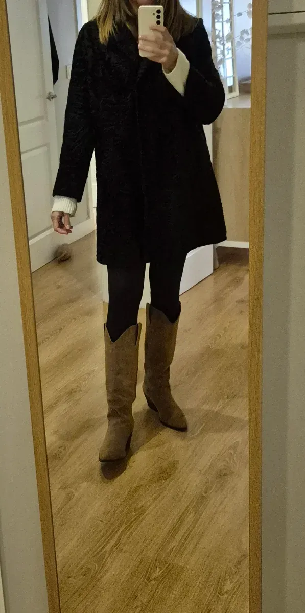 Abrigo Piel Astrakan Negro