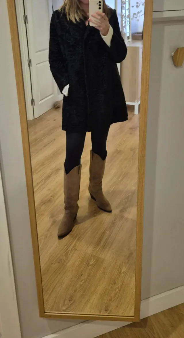 Abrigo Piel Astrakan Negro