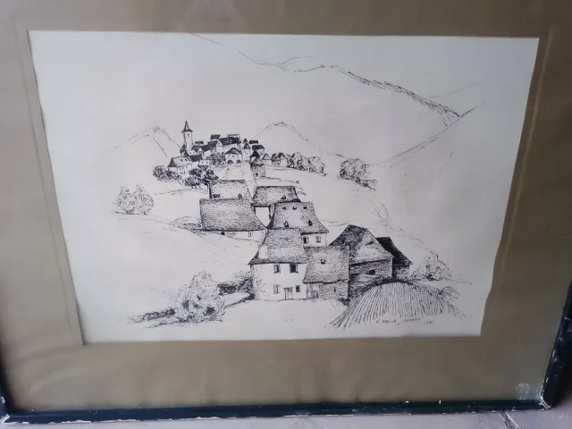 Pareja cuadros plumilla R. Medina Campeny