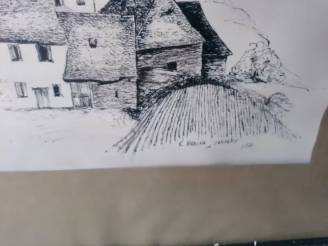 Pareja cuadros plumilla R. Medina Campeny