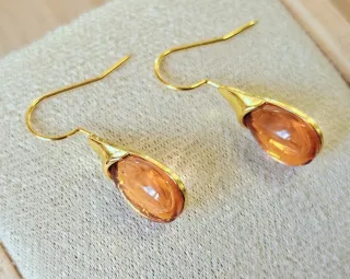 Pendientes dorados gota cristal ámbar