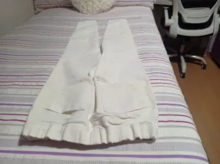 Pantalón vaquero mujer blanco elástico