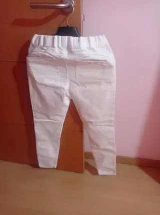 Pantalón vaquero mujer blanco elástico
