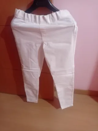 Pantalón vaquero mujer blanco elástico