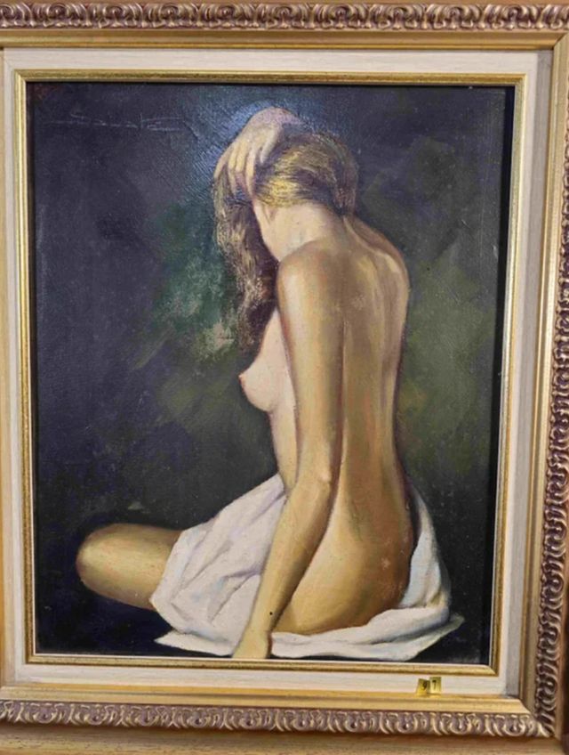 QUIMET SABATE CUADRO OLEO CHICA SEMIDESNUDA