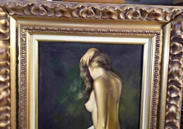 QUIMET SABATE CUADRO OLEO CHICA SEMIDESNUDA