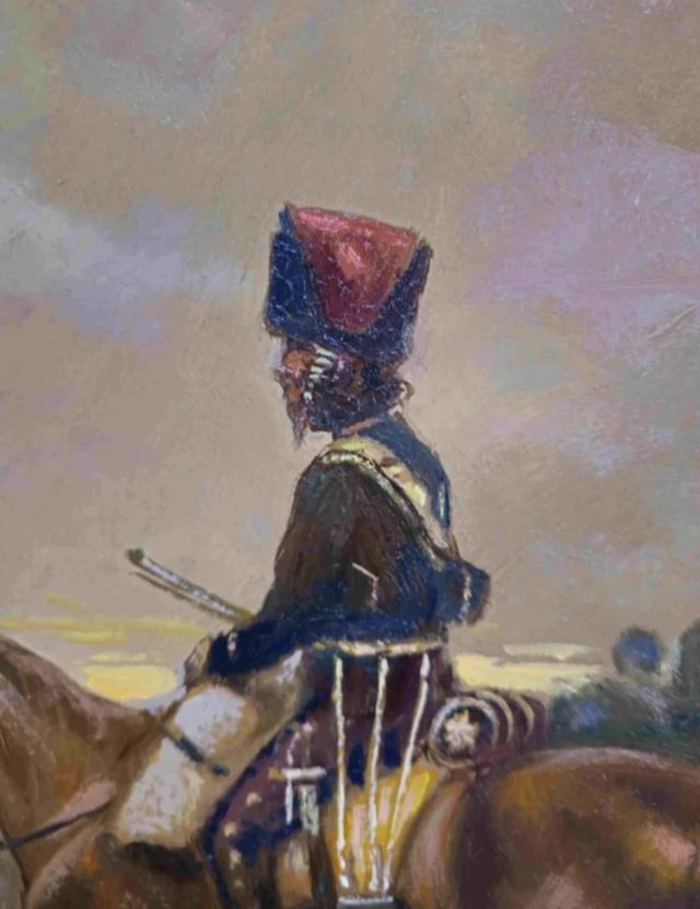 RUIZ SIERRA CUADRO OLEO SOLDADO A CABALLO