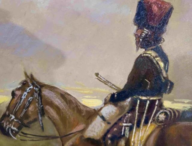 RUIZ SIERRA CUADRO OLEO SOLDADO A CABALLO