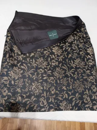 Falda Roberto Verino Seda 100% Negra y Dorada