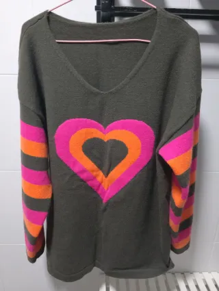 Jersey Invierno Corazón Talla L/XL Verde