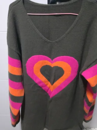 Jersey Invierno Corazón Talla L/XL Verde
