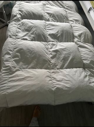 Edredón plumón nórdico beige/blanco.Cama150.