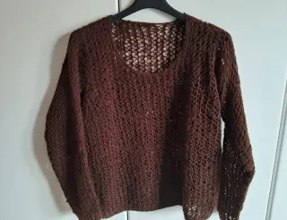 Maglione traforato vintage in lana fatto a mano