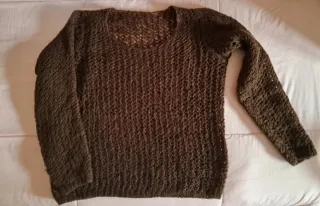 Maglione traforato vintage in lana fatto a mano