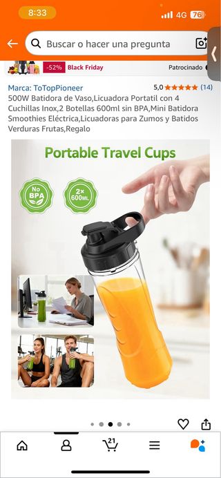 Batidora Portátil 500W ToTopPioneer