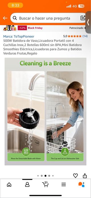 Batidora Portátil 500W ToTopPioneer