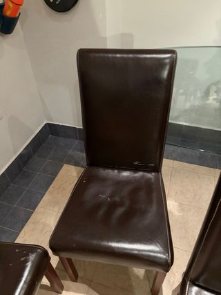 6 Sillas Comedor Piel Marrón