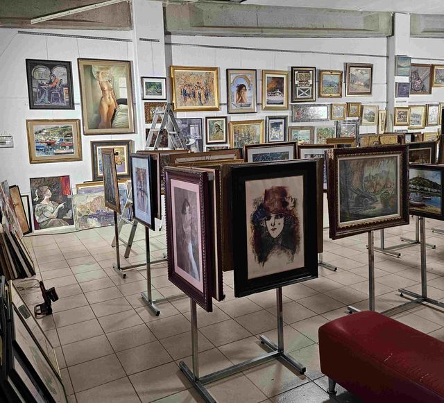 GEORGE LILANGA ORIGINAL OLEO SOBRE TABLA, REDONDO