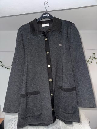 Cárdigan Burberrys Vintage 90s Original Gris