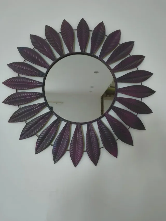 Espejo decorativo hojas morado y negro