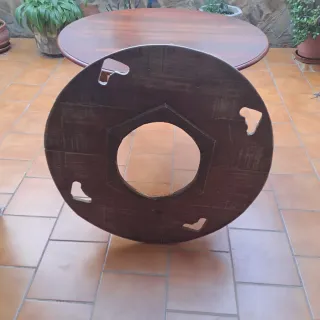 Mesa comedor redonda extensible madera