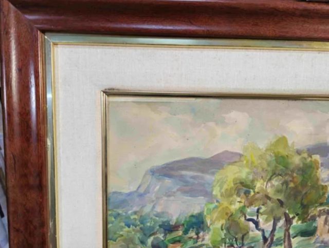 CEFERINO OLIVE PRECIOSA AQUARELA PUEBLO RURAL