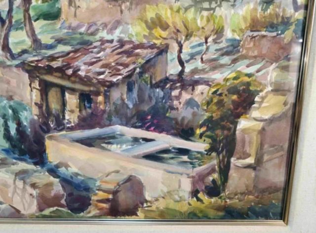 CEFERINO OLIVE PRECIOSA AQUARELA PUEBLO RURAL