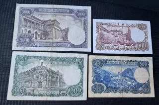 Lote 4 Billetes Españoles Años 70