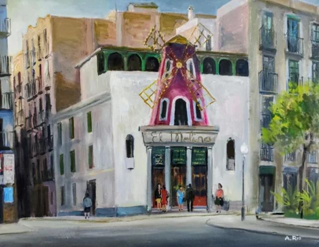 AGUSTIN RIO NAVARRO CUADRO OLEO " EL MOLINO"