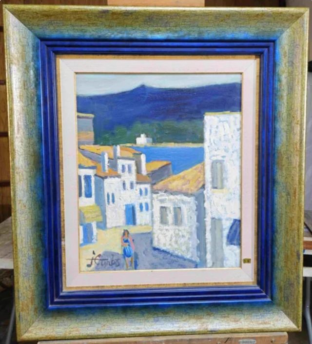 JORDI CUROS CUADRO OLEO CALLE CADAQUES