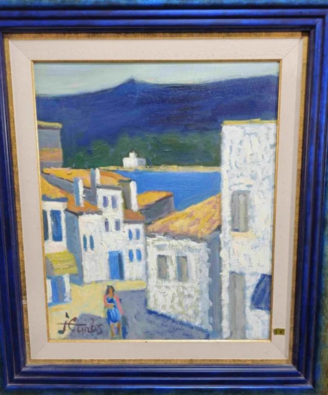 JORDI CUROS CUADRO OLEO CALLE CADAQUES