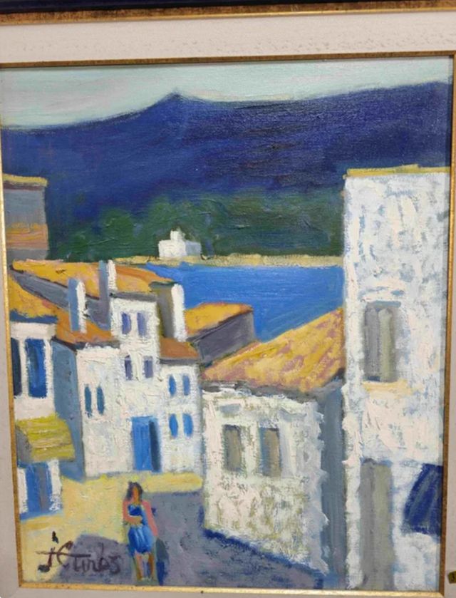 JORDI CUROS CUADRO OLEO CALLE CADAQUES