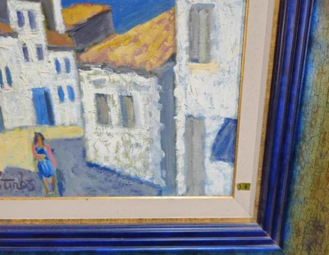 JORDI CUROS CUADRO OLEO CALLE CADAQUES