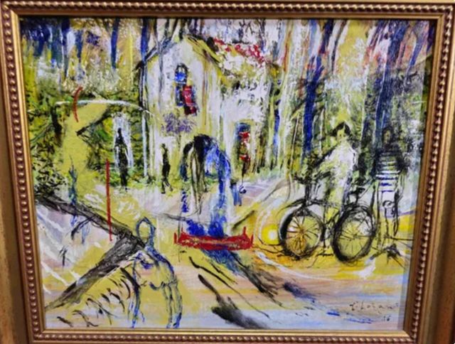 FERNANDO LOZANO CUADRO OLEO ABSTRACTO CIUDAD