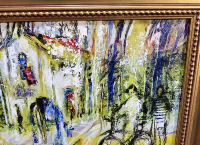 FERNANDO LOZANO CUADRO OLEO ABSTRACTO CIUDAD