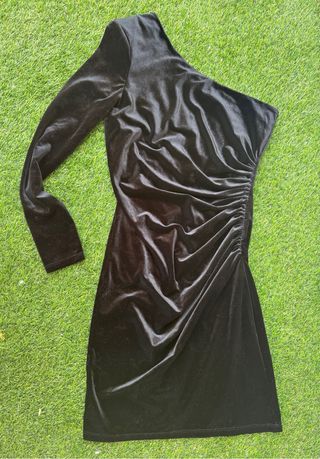 Vestido Negro Terciopelo Mango Mini